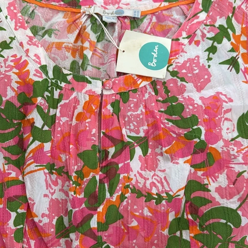 NEW Boden vintage Pink and Green vine print Floral Midi Dress nightgown cotton - Picture 2 of 5